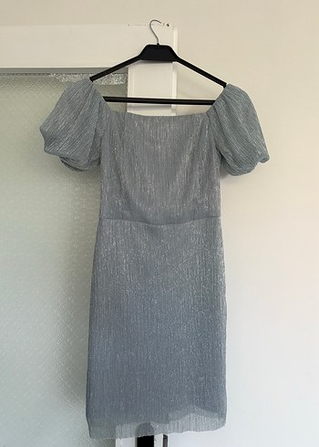 Mavi kısa boy Kadın Abiye Elbise - Görsel 2