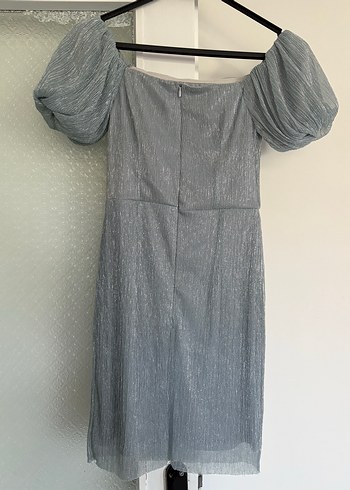 Mavi kısa boy Kadın Abiye Elbise - Görsel 3