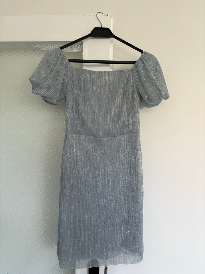 Mavi kısa boy Kadın Abiye Elbise - Görsel 2