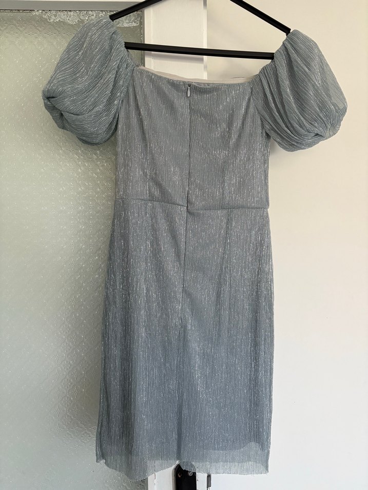 Mavi kısa boy Kadın Abiye Elbise - Görsel 3