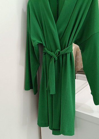 Uzun Yeşil Bohem Kadın Bornoz - Görsel 2