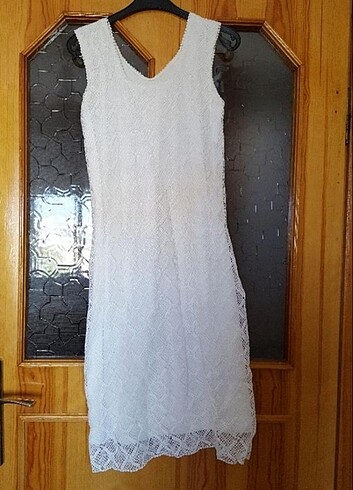 Tamamı El Örmesi Vintage Dantel Elbise