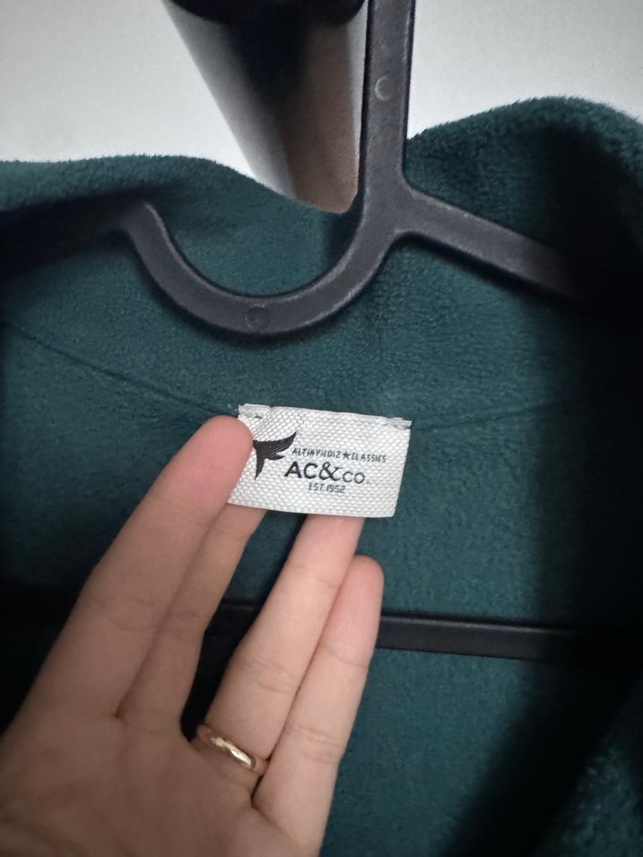 Erkek Koyu Yeşil Fermuarlı Yüksek Yaka Sweatshirt - Görsel 3