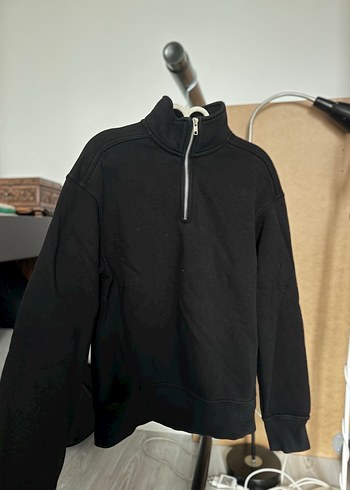 Fermuarlı Siyah Kadın Sweatshirt - Görsel 3