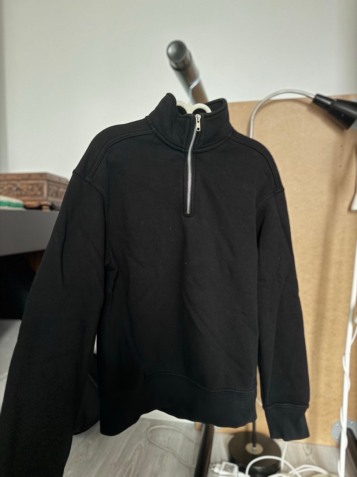 Fermuarlı Siyah Kadın Sweatshirt - Görsel 3