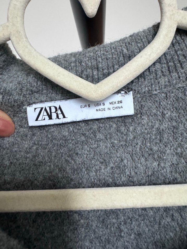 Gri Polo Yaka Kadın Örgü Kazak/şal - Görsel 4