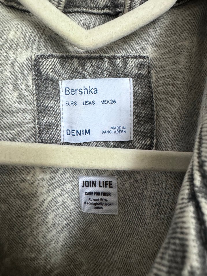 Gri Batik Desenli Kadın Denim Ceket - Görsel 4