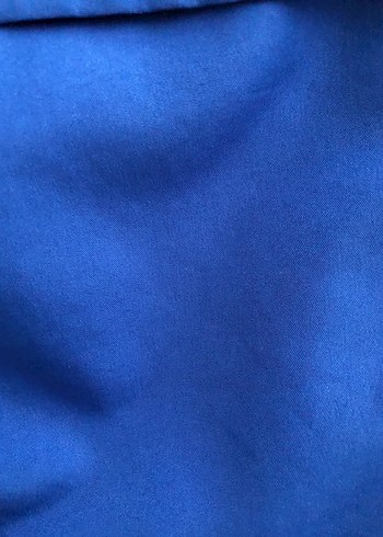 Mavi Midi Boy Fermuarlı Kadın Yağmurluk - Görsel 2