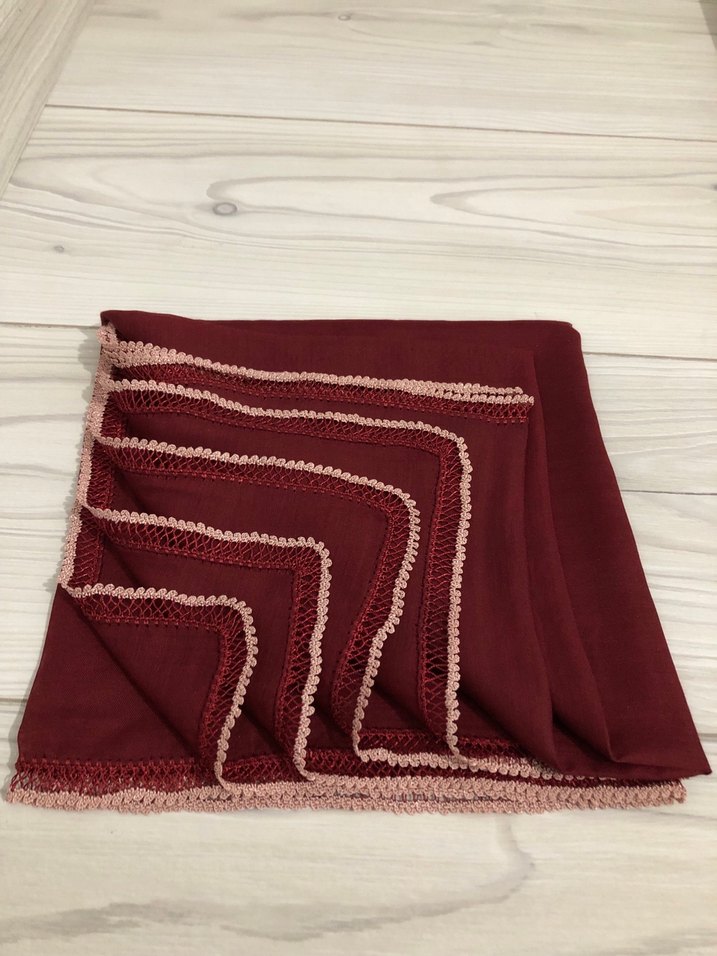 Bordo oyalı yazma - Görsel 4