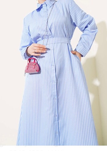 Mavi Uzun Kollu Kadın Elbise - Görsel 2