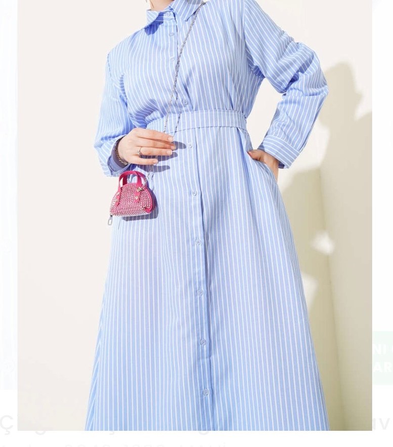 Mavi Uzun Kollu Kadın Elbise - Görsel 2