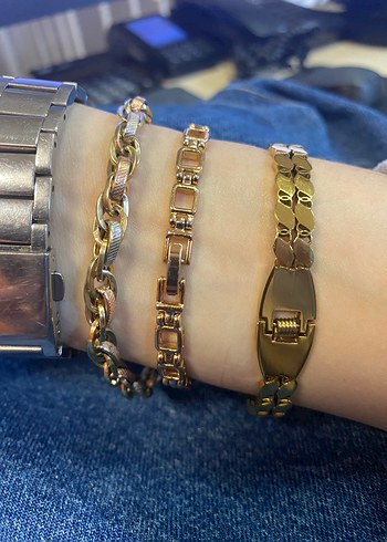 Zincir Detaylı Kahverengi Kadın Bileklik - Görsel 4