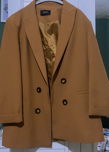 Kahve Takım Uzun Kesim Düğmeli Ceket - Görsel 3