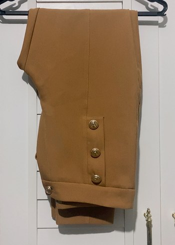 Kahve Takım Uzun Kesim Düğmeli Ceket - Görsel 2