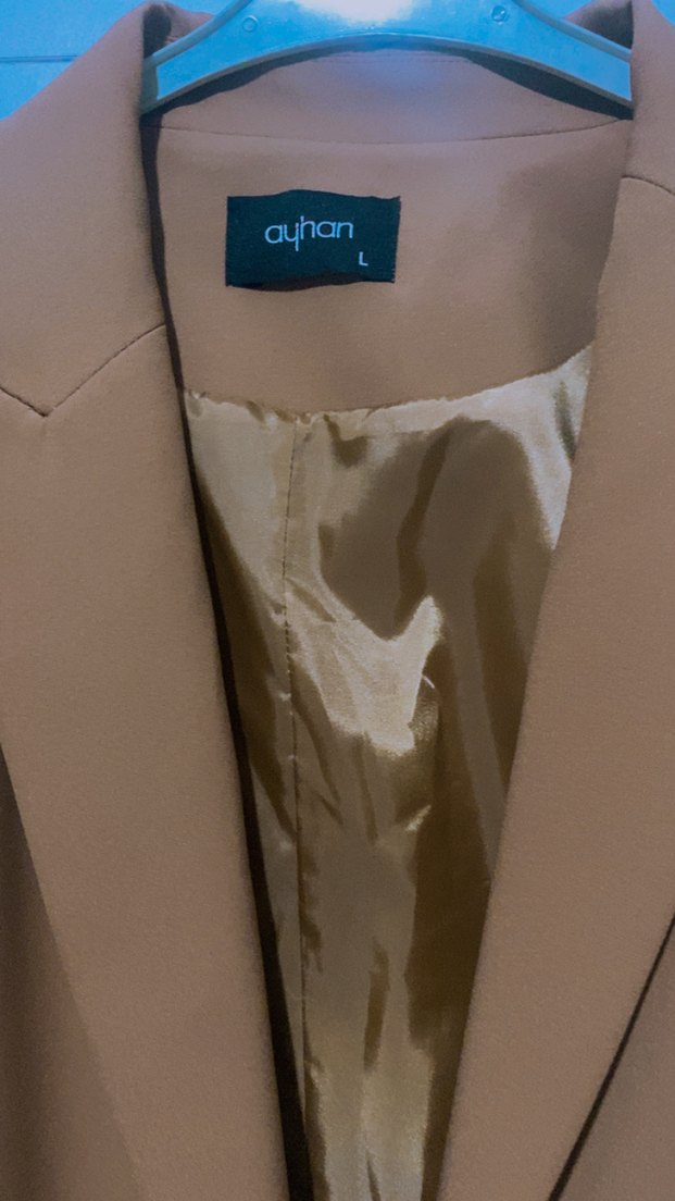 Kahve Takım Uzun Kesim Düğmeli Ceket - Görsel 5