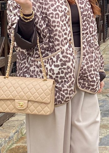 Kahverengi Leopar Desenli Kadın Ceket - Görsel 8