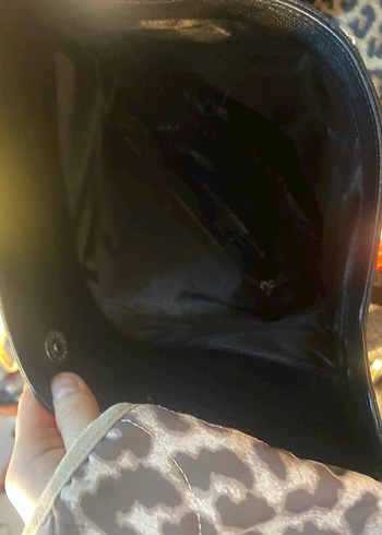 Siyah Deri Fermuarlı Kadın Portföy Çanta - Görsel 4