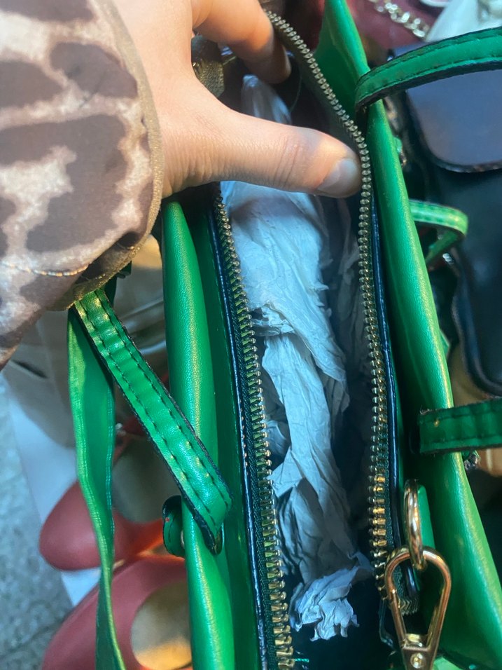 Yeşil Deri Kadın El Çantası - Görsel 3