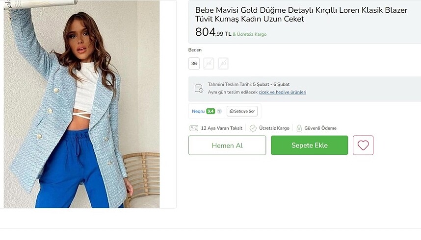 s Beden Ceket bebe mavisi Blazer