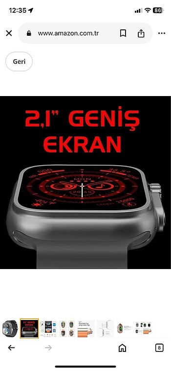  Beden Watch GS8Ultra Akıllı Saat Ful fonksiyonlu