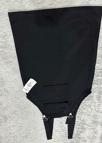 Siyah Kadın Midi Salopet Elbise - Görsel 5