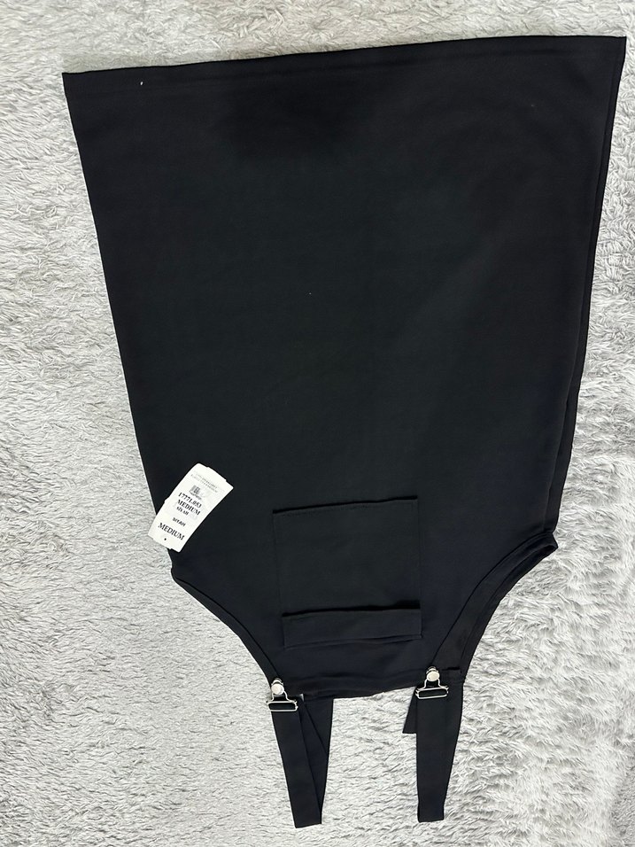 Siyah Kadın Midi Salopet Elbise - Görsel 5