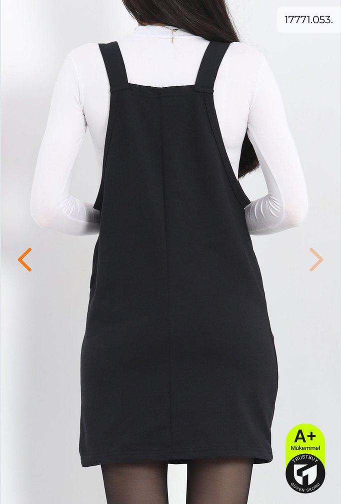 Siyah Kadın Midi Salopet Elbise - Görsel 2