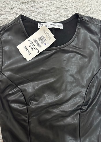 Siyah Deri Mini Elbise - Görsel 4