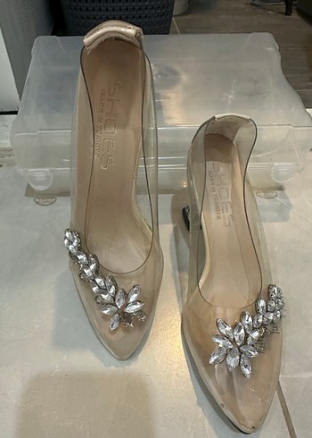 Bej kadeh Topuklu Kadın Abiye Ayakkabı - Görsel 2