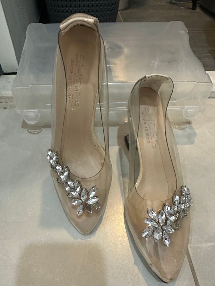 Bej kadeh Topuklu Kadın Abiye Ayakkabı - Görsel 2