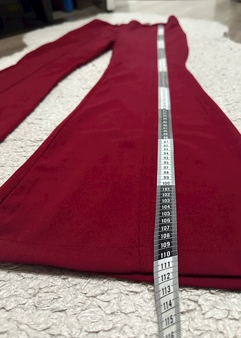 Bordo Kadın Kumaş Pantolon, Kemerli, Uzun - Görsel 2