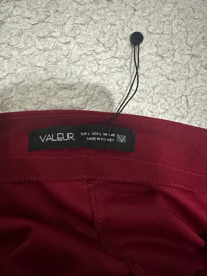 Bordo Kadın Kumaş Pantolon, Kemerli, Uzun - Görsel 5