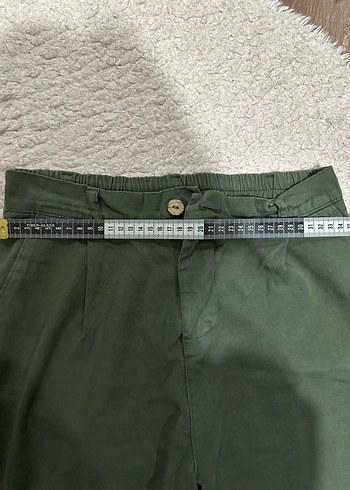 Kadın Haki Kemerli Rahat Kesim Kumaş Pantolon - Görsel 3