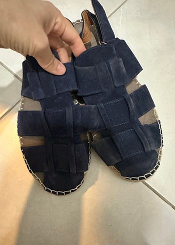 Erkek Mavi Süet Tokalı Sandalet - Görsel 4