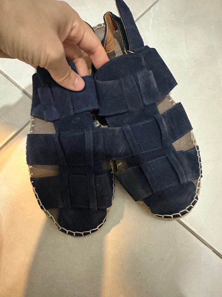 Erkek Mavi Süet Tokalı Sandalet - Görsel 4