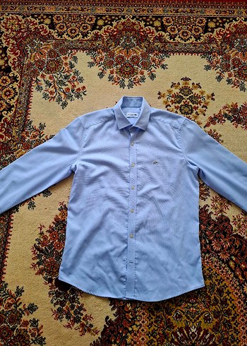 LACOSTE Mavi Pamuklu Uzun Kollu Düğmeli Erkek Gömlek