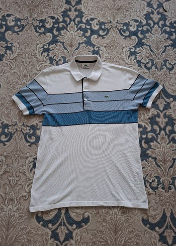LACOSTE Düğmeli Polo Yaka Erkek Tişört Gri Beyaz