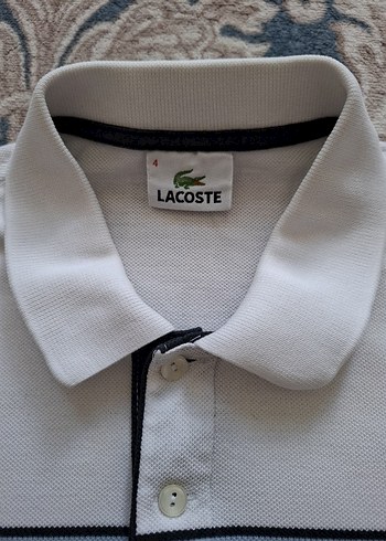 l Beden LACOSTE Düğmeli Polo Yaka Erkek Tişört Gri Beyaz