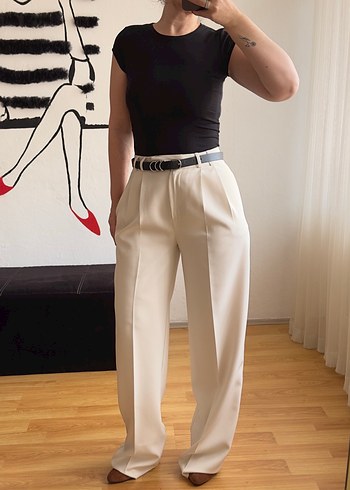 Diğer Bej Midi Boyfriend Pantolon