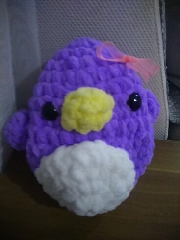 Büyük mor penguen amigurumi coquette 