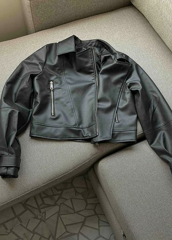 Kadın Siyah Deri Biker Ceket