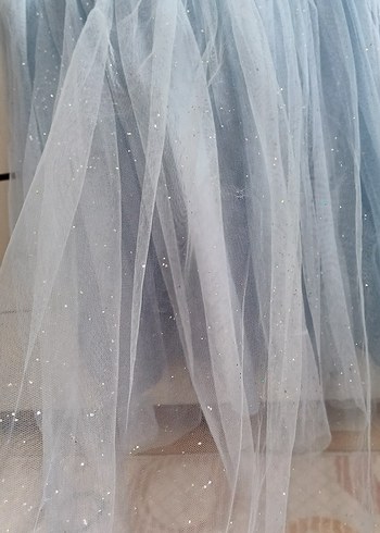 LC Waikiki Mavi Kız Çocuk Straplez Fırfırlı Elbise