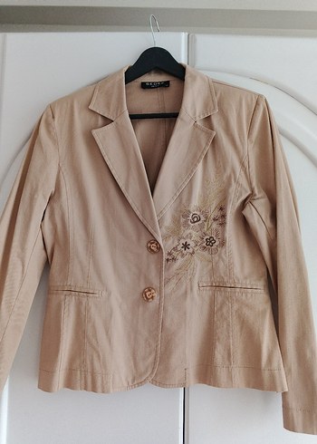Nakışlı Bej Kadın Blazer Ceket