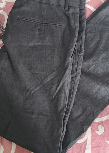 44 Beden gri Renk Düğmeli Gri Erkek Ofis Pantolonu