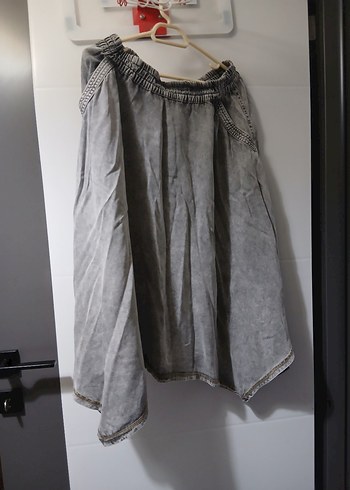 Bohem Gri Uzun kot/Keten Etek - Görsel 2