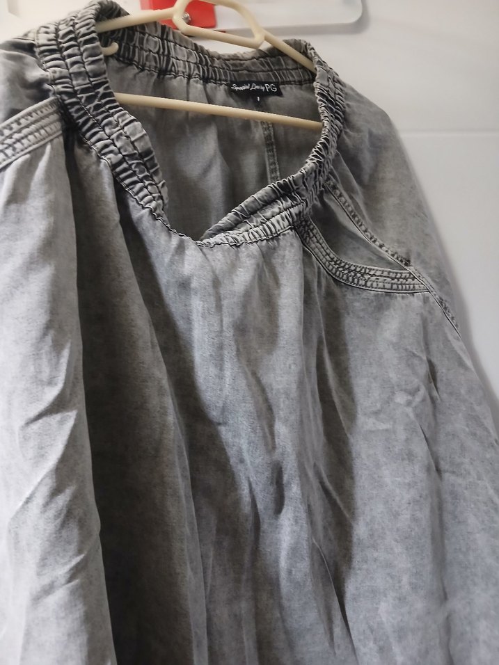 Bohem Gri Uzun kot/Keten Etek - Görsel 4