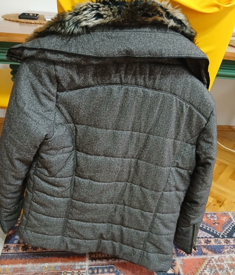 Gri Kürklü Kadın Kışlık Mont - Görsel 2