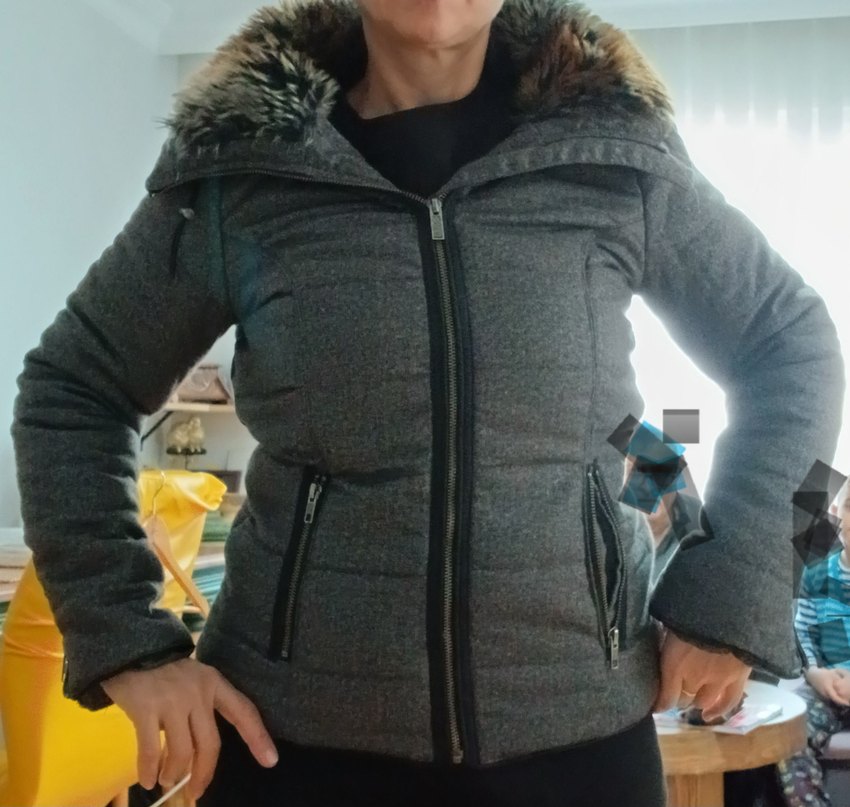 Gri Kürklü Kadın Kışlık Mont - Görsel 3