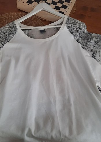 Beyaz Baskılı Salaş Kadın Bluz crea marka - Görsel 3