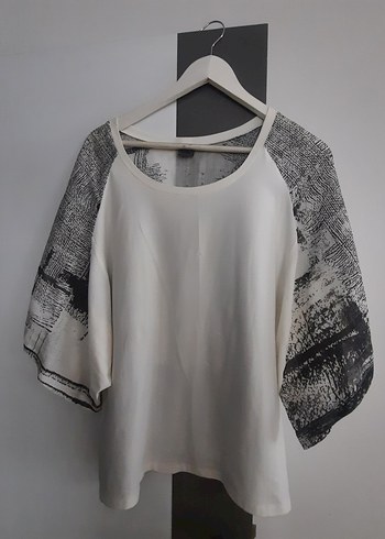 Beyaz Baskılı Salaş Kadın Bluz crea marka - Görsel 10